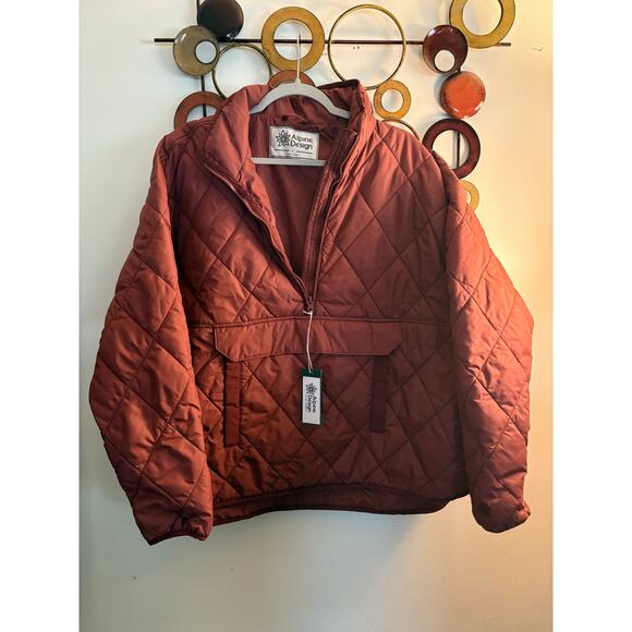 Alpine Design Women's Quilted Anorak Jacket Dark Auburn Rust  large oversized - Picture 1 of 7